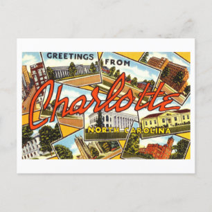 Grüße aus Charlotte, NC, Vintage Collage Postkarte