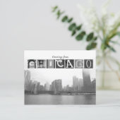 Grüße aus Chicago Black und White Skyline Postkarte (Stehend Vorderseite)
