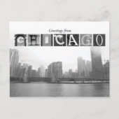 Grüße aus Chicago Black und White Skyline Postkarte (Vorderseite)
