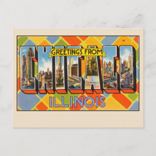 Grüße aus Chicago, Illinois Farbige Vintage Postkarte
