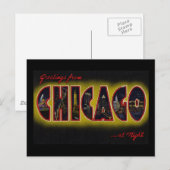 Grüße aus Chicago Illinois Nachts Postkarte (Vorne/Hinten)