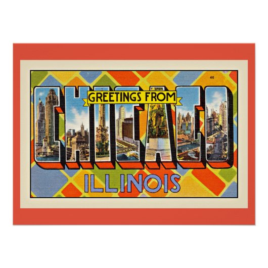 Grüße aus Chicago, Illinois Poster (Vorderseite)