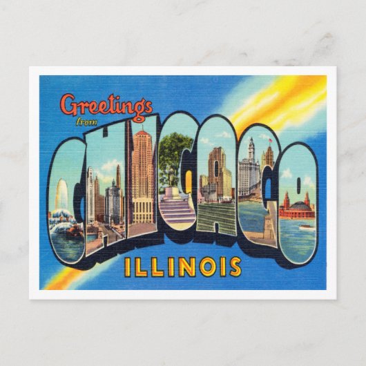 Grüße aus Chicago, Illinois Vintage Travel Postkarte (Vorderseite)