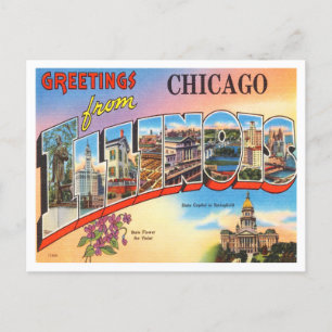 Grüße aus Chicago, Illinois Vintage Travel Postkarte