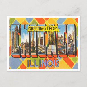 Grüße aus Chicago, Illinois Vintage Travel Postkarte