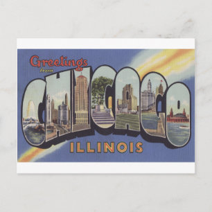Grüße aus Chicago Large Letter Vintage-Thema Postkarte