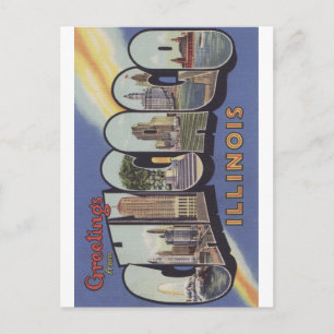 Grüße aus Chicago Large Letter Vintage-Thema Postkarte