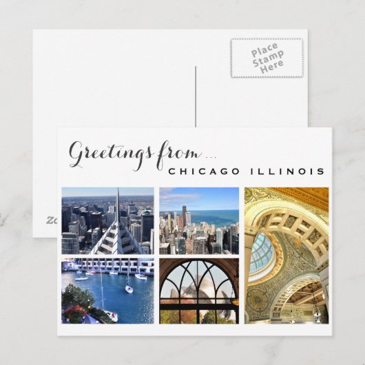 Grüße aus Chicago Postkarte (Vorne/Hinten)