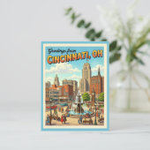 Grüße aus Cincinnati Ohio Fountain Square Postkarte (Stehend Vorderseite)