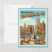 Grüße aus Cincinnati Ohio Fountain Square Postkarte (Vorne/Hinten)
