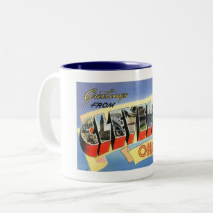 Grüße aus Cleveland, Ohio Vintage Zweifarbige Tasse