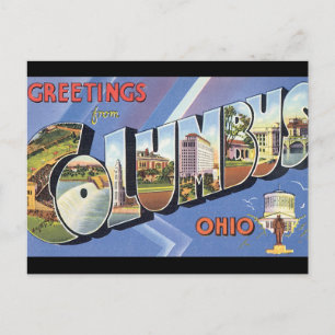 Grüße aus Columbus Ohio_Vintage Reiseplakat Postkarte