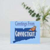 Grüße aus Connecticut American Robin Staat Einladungspostkarte (Stehend Vorderseite)