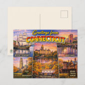 Grüße aus Connecticut Postkarte (Vorne/Hinten)