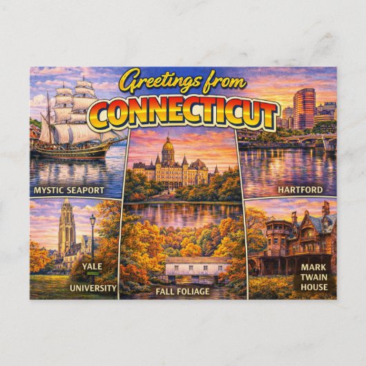 Grüße aus Connecticut Postkarte (Vorderseite)