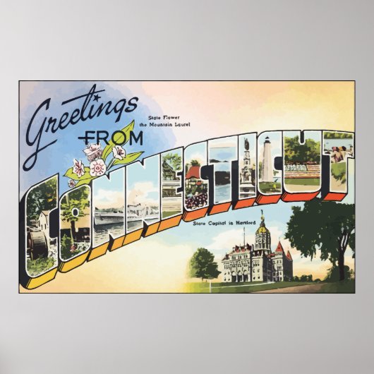 Grüße aus Connecticut, Vintag Poster (Vorne)