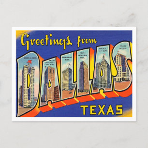 Grüße aus Dallas, Texas Vintage Reise Postkarte