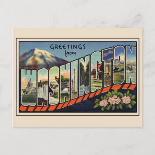 Grüße aus dem Bundesstaat Washington Vintage Postkarte