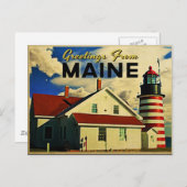 Grüße aus dem Leuchtturm Maine Postkarte (Vorne/Hinten)