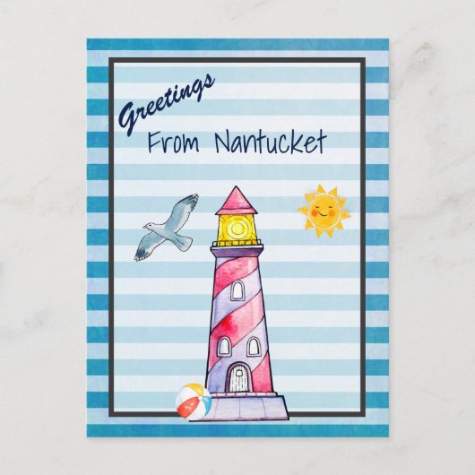 Grüße aus dem Leuchtturm Nantuckets Postkarte (Vorderseite)