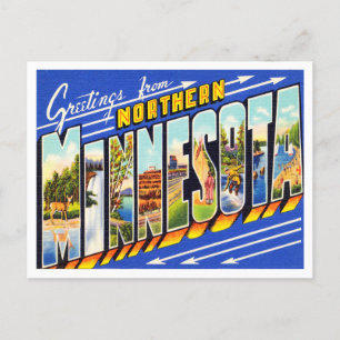 Grüße aus dem Norden von Minnesota Vintage-Reise Postkarte