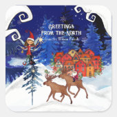 Grüße aus dem North Moose Village Quadratischer Aufkleber (Vorderseite)