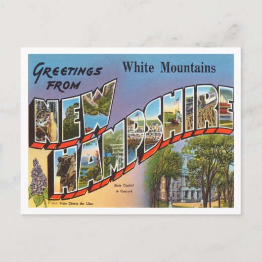 Grüße aus dem Weißen Gebirge, New Hampshire Postkarte (Vorderseite)