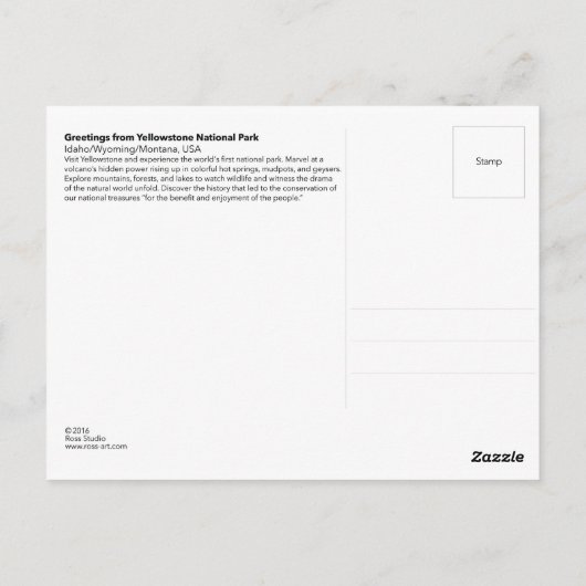 Grüße aus dem Yellowstone-Nationalpark Postkarte (Rückseite)