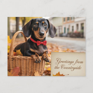 "Grüße aus der Landschaft" Dachshund  Feiertagspostkarte