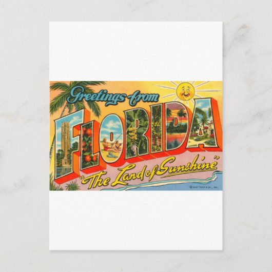 Grüße aus der Vintagen Postkarte von Florida (Vorderseite)