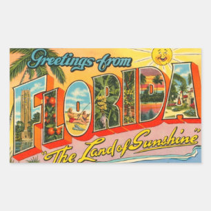 Grüße aus der Vintagen Postkarte von Florida Rechteckiger Aufkleber
