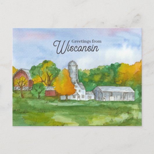 Grüße aus der Wisconsin-Farm Mittelwestlandschaft Postkarte (Vorderseite)