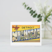 Grüße aus Detroit, Michigan Postkarte (Stehend Vorderseite)