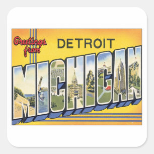 Grüße aus Detroit Michigan Quadratischer Aufkleber
