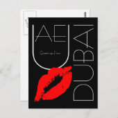 Grüße aus Dubai Red Lipstick Kiss Black Postkarte (Vorne/Hinten)