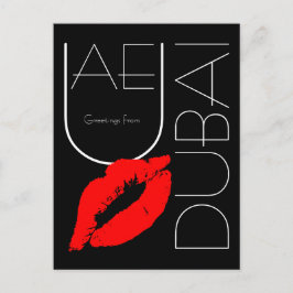 Grüße aus Dubai Red Lipstick Kiss Black Postkarte