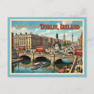 Grüße aus Dublin Irland im Vintage-Stil  Postkarte