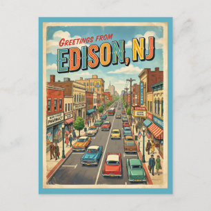Grüße aus Edison NJ im Vintage-Stil Postkarte