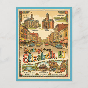 Grüße aus Elizabeth New Jersey im Vintage-Stil Postkarte