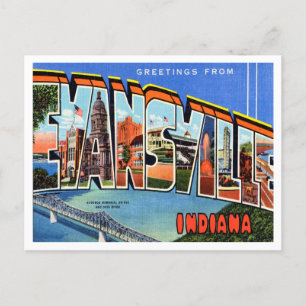Grüße aus Evansville, Indiana Vintage Reise Postkarte