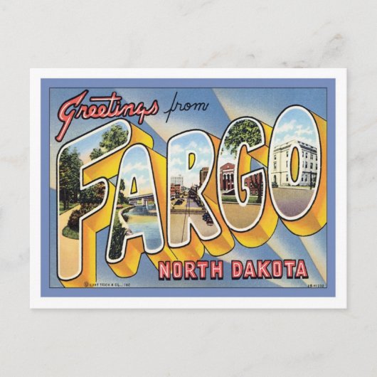 Grüße aus Fargo North Dakota Postkarte (Vorderseite)