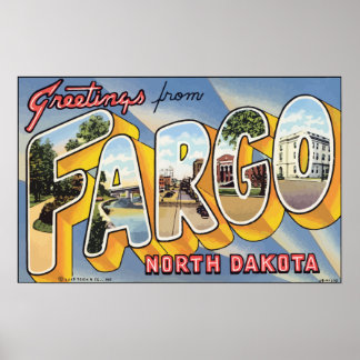 Grüße aus Fargo North Dakota, Vintag Poster