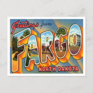 Grüße aus Fargo, North Dakota Vintage Reise Postkarte