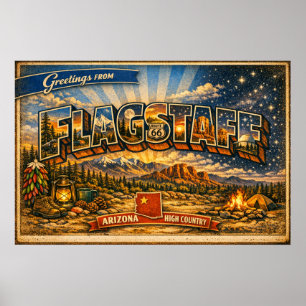 Grüße aus Flagstaff Alte Postkarte Poster