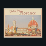 Grüße aus Florenz, Italien Vintage Postkarte<br><div class="desc">Eine Retro-Postkarte von Florenz, Italien. Das unglaubliche Dom, oder die Kathedrale, in Florenz in atemberaubend. Florenz, bekannt für seine Kunst und seinen Aufstieg während der Renaissance, ist noch immer Zuhause zu unglaublicher Kunst, in allen Formen, von der Architektur über Gemälde bis zu Statuen. Dieses Design macht ein großartiges Andenken für...</div>