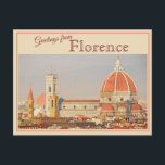Grüße aus Florenz, Italien Vintage Postkarte<br><div class="desc">Eine Retro-Postkarte von Florenz, Italien. Das unglaubliche Dom, oder die Kathedrale, in Florenz in atemberaubend. Florenz, bekannt für seine Kunst und seinen Aufstieg während der Renaissance, ist noch immer Zuhause zu unglaublicher Kunst, in allen Formen, von der Architektur über Gemälde bis zu Statuen. Dieses Design macht ein großartiges Andenken für...</div>