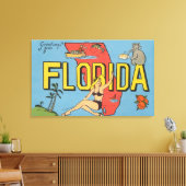 Grüße aus Florida (Blau) Leinwanddruck (Insitu (Wohnzimmer))