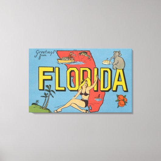 Grüße aus Florida (Blau) Leinwanddruck (Vorderseite)