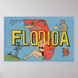Grüße aus Florida (Blau) Poster