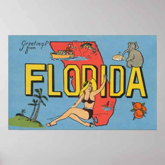 Grüße aus Florida (Blau) Poster (Vorne)